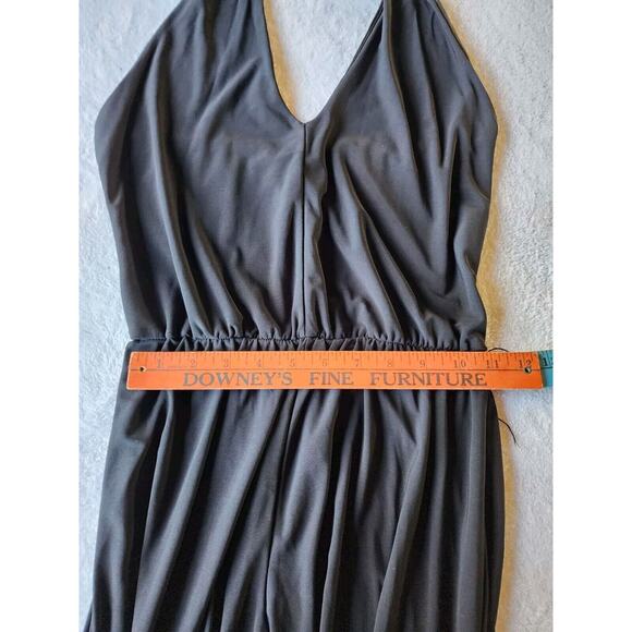 Contempo Casuals Halter Top Romper Jumpsuit Sz Small Black Wide Leg VTG 90s - Picture 4 of 8